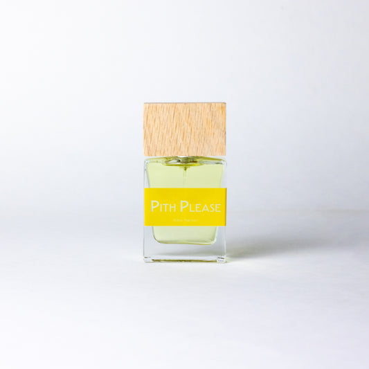 Pith Please by DRYF, a handcrafted unisex citrus fragrance blending blood orange, lime, creamy santal, and vanilla for a refreshing summer scent.