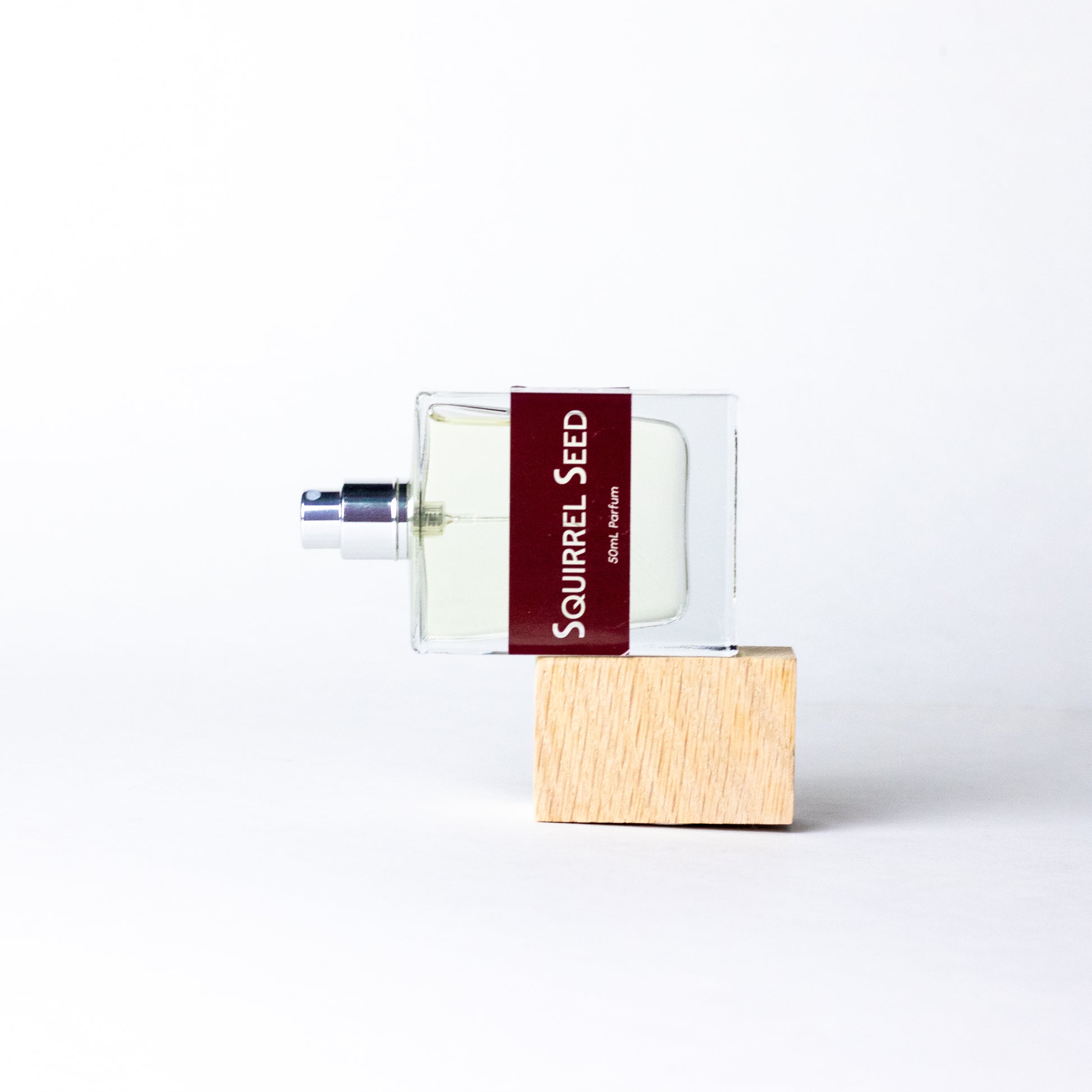Squirrel Seed by DRYF, a nature-inspired fragrance blending bright citrus notes with deep woods and musks, perfect for adventurous spirits.